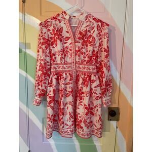 SundayUp Floral Long Sleeve Fit & Flare Mini Dress Women Size M Boho Cottagecore